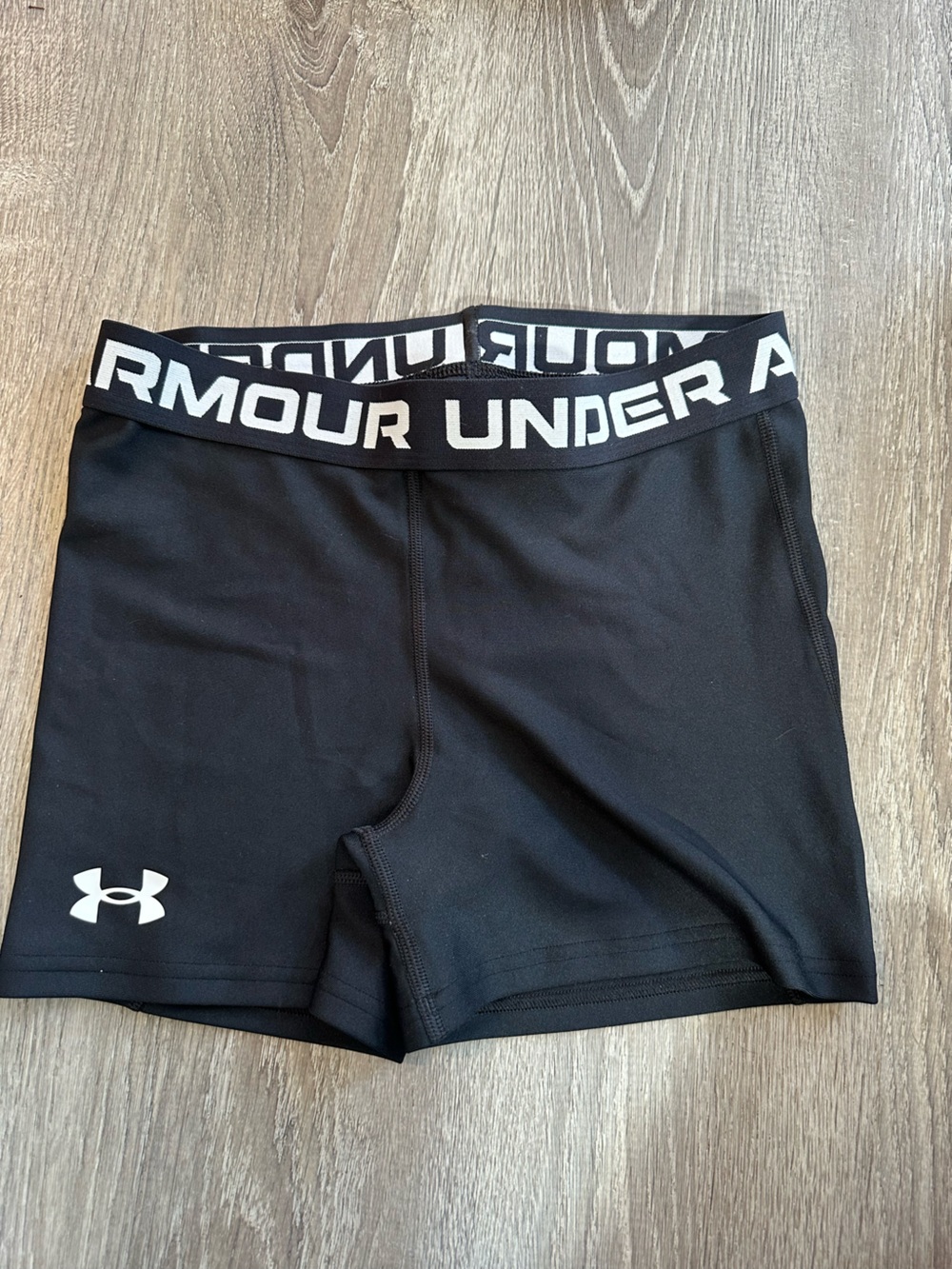 Under Armour Black Athletic Compression Shorts with White Logo
